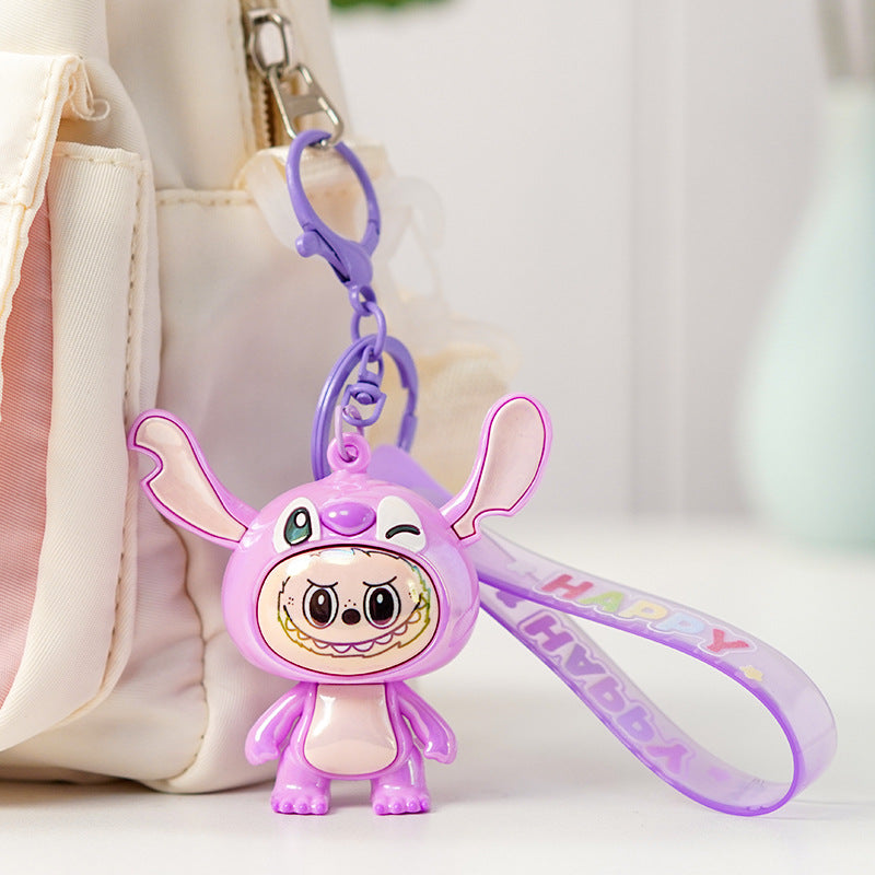 Stitch labubu Keychain Cute labubu pendant