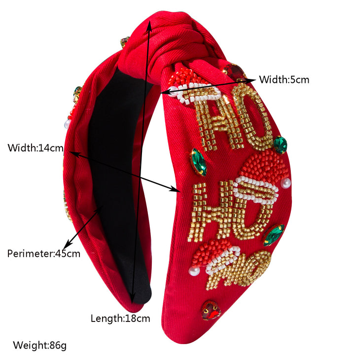Hand-beaded Christmas hohoho Rhinestone Knotted Headband