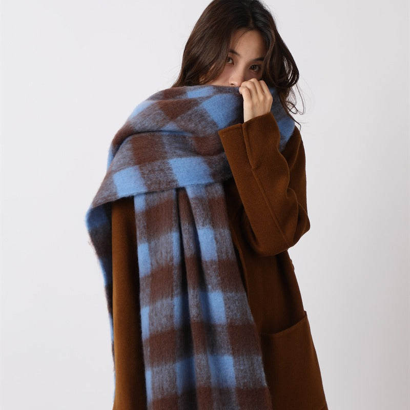 Solid color large warm scarf  windproof velvet shawl scarf