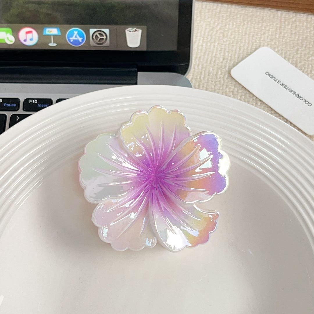 Colorful gradient flower hair shark clip for women