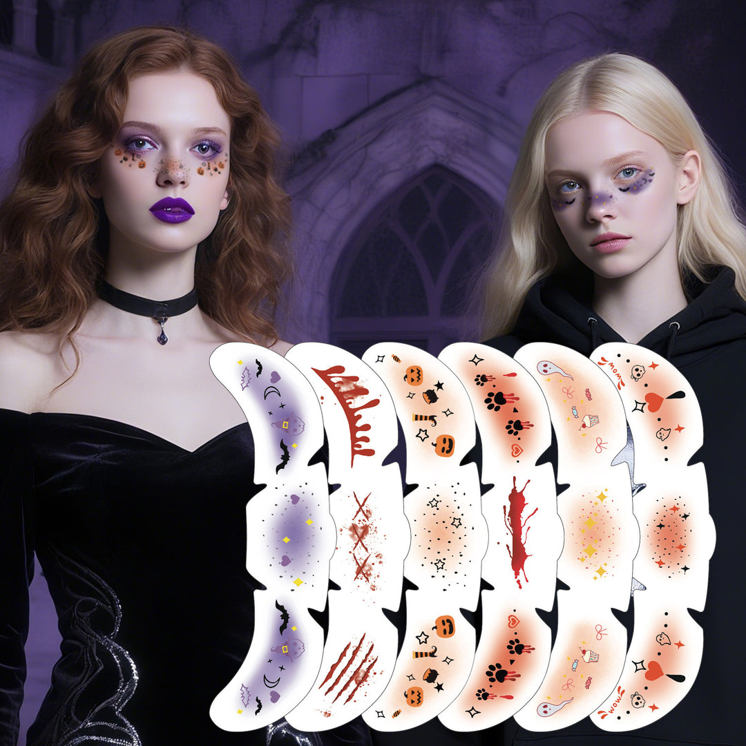 Halloween Temporary face make up Tattoo Stickers-6 Sheets