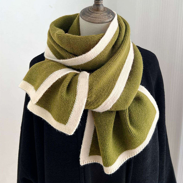 Contrast knitted scarf warm windproof  scarf