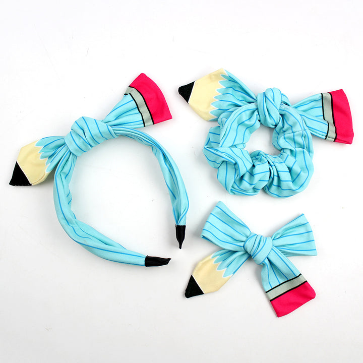 Back to school pencil bow hair accessories 3pcs set