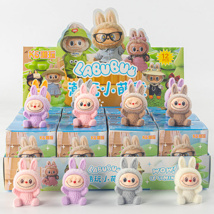 Flocking labubu Ornaments Gift Children's Toys Blind Bag Blind Box
