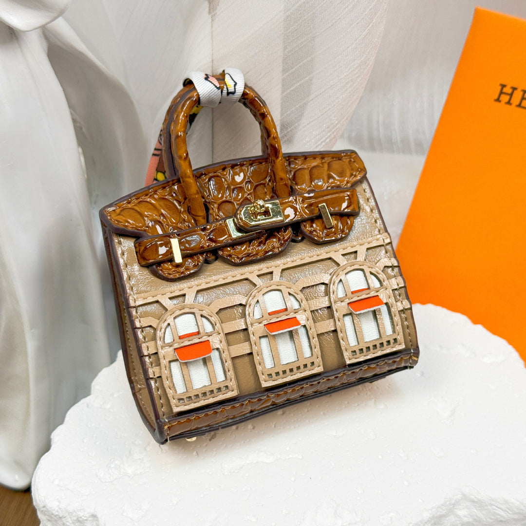 Mini House Bag Charm designer Bag Pendant-Oil wax series