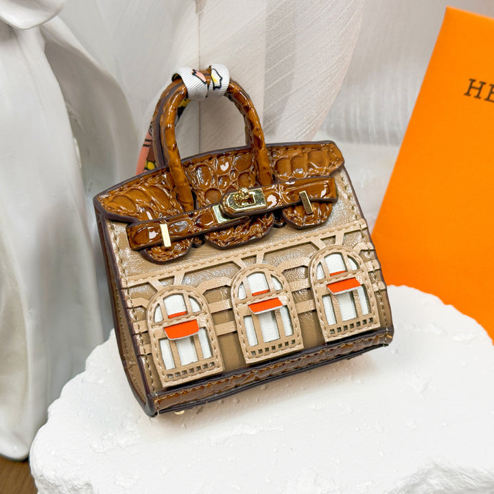 Mini House Bag Charm designer Bag Pendant-Oil wax series