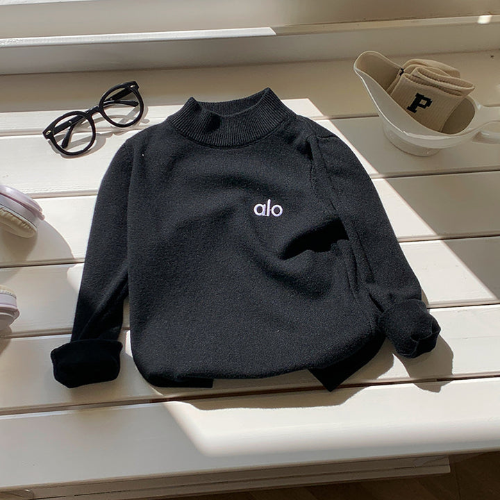 Boys' half turtleneck knitted pullover sweater