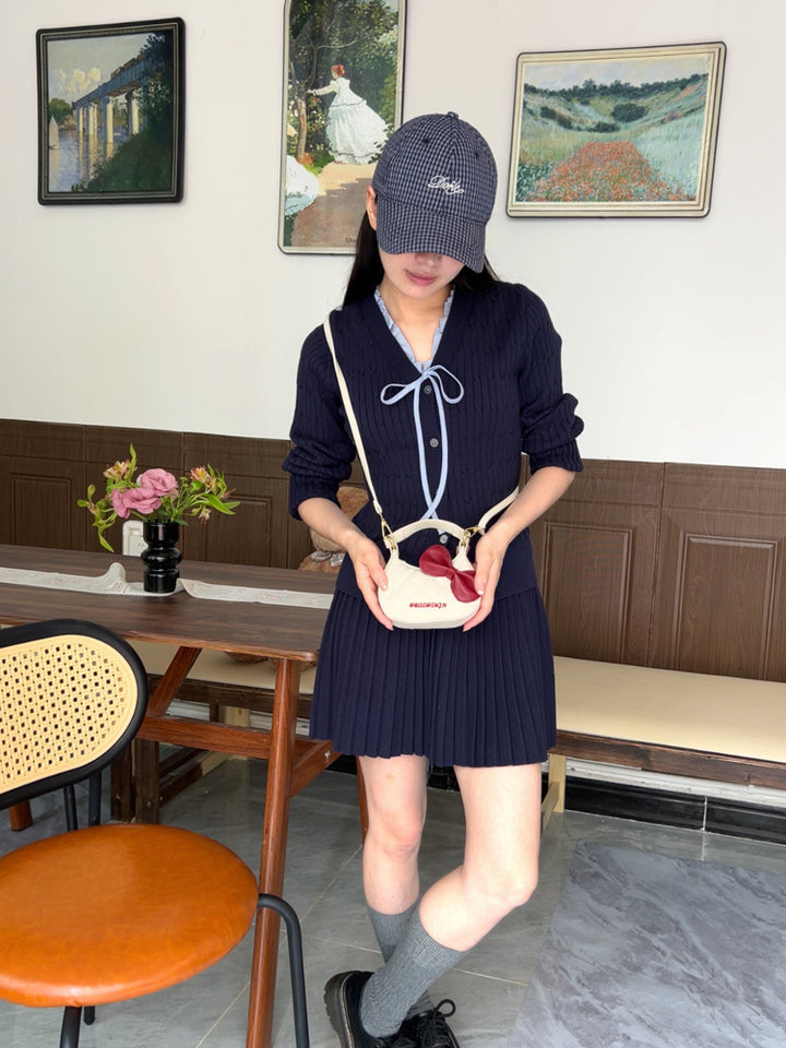 Girls mini leopard handbag crossbody bag with bow deco