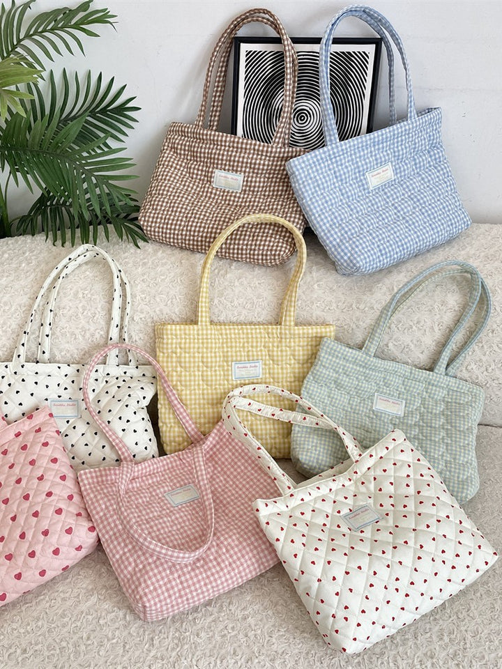 Quilted tote bag large capacity handbag for women