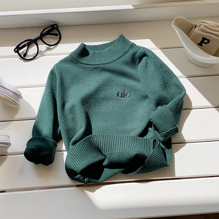 Boys' half turtleneck knitted pullover sweater