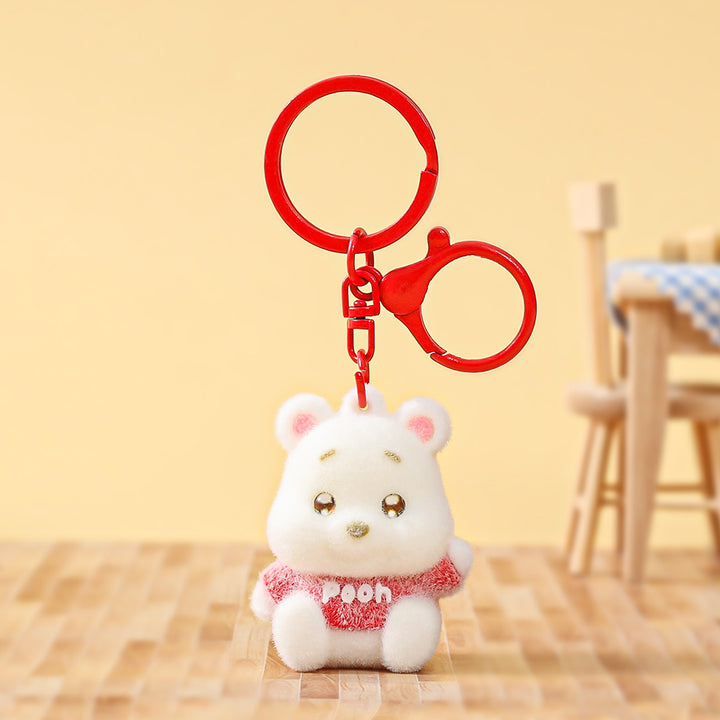 Labubu flocking keychain labubu pendant school gift