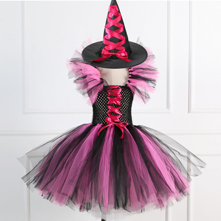 Halloween girls Witch Costume puff skirt&witch hat