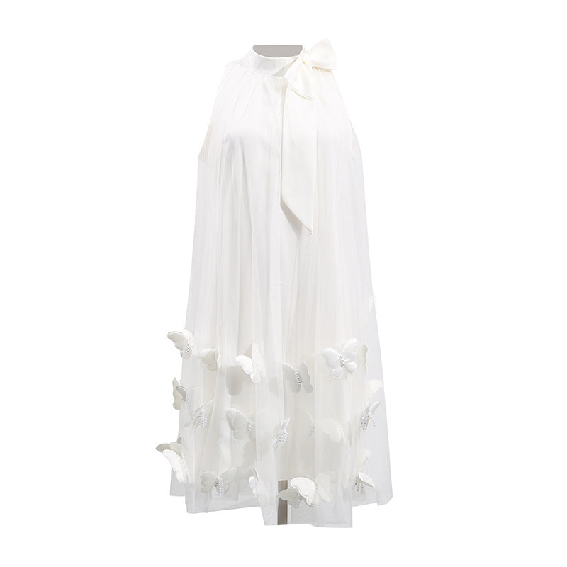 Sleeveless Bowknot Halter Neck 3D Butterfly Dress