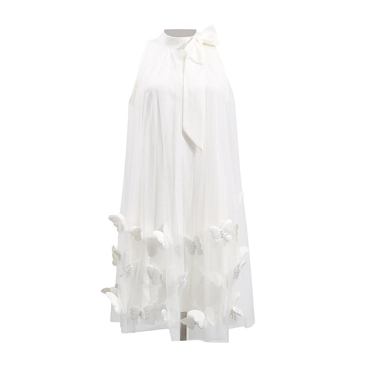 Sleeveless Bowknot Halter Neck 3D Butterfly Dress