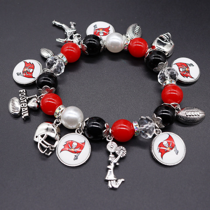 Football Game Day Alloy pendant beaded bracelets