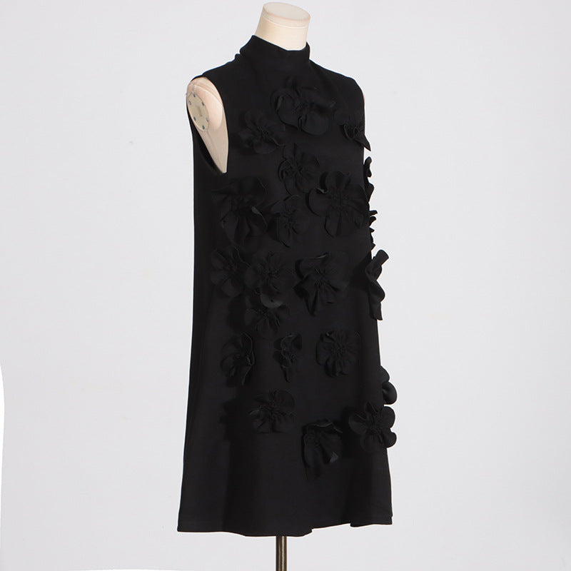 3D flower collage mini dress