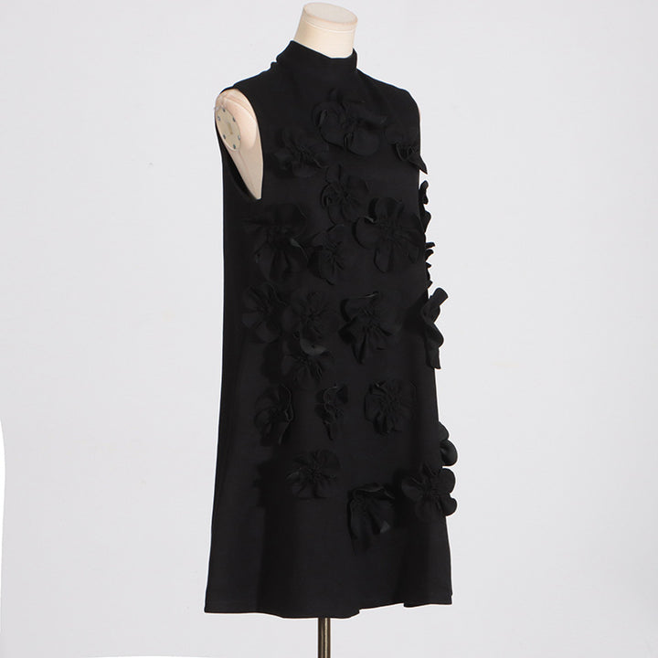 3D flower collage mini dress
