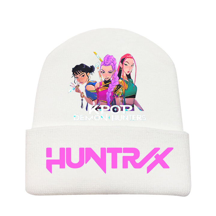 Kpop Demon Hunters knitted beanie hat-white
