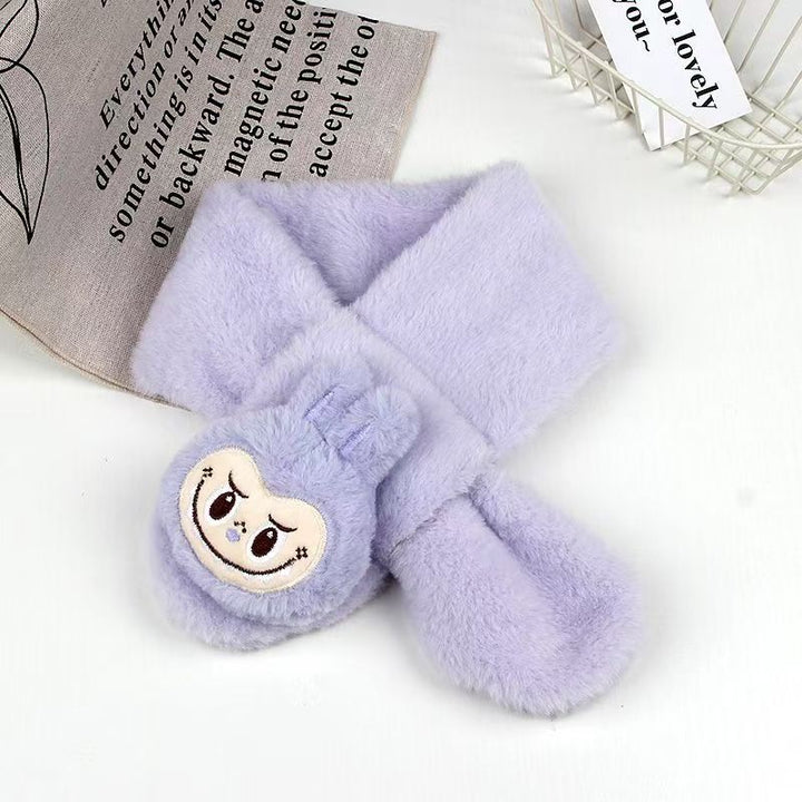 Cute monster plush furry scarf for kids