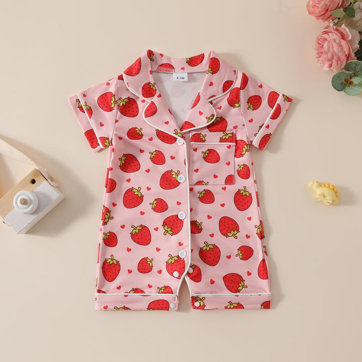 Baby bow printed Pajamas Romper