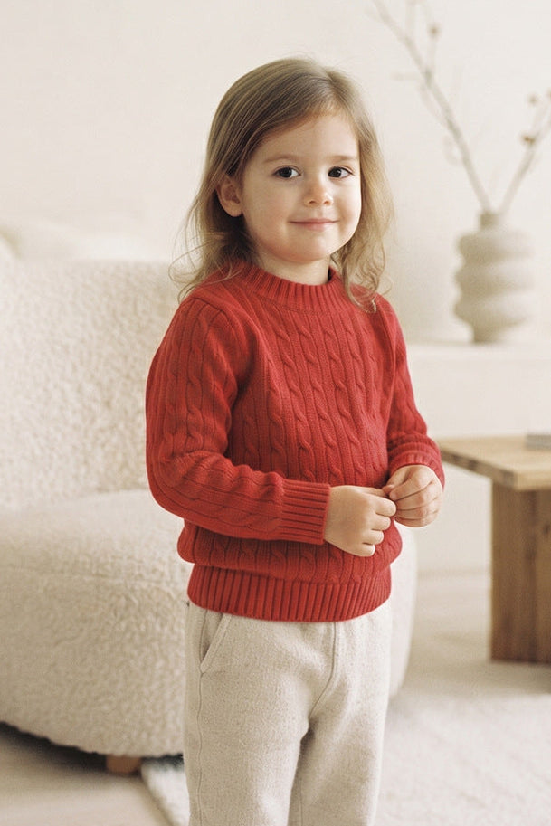 Children's Cable-Knit Soft Sweater Long-Sleeve Sweater for Boys and Girls