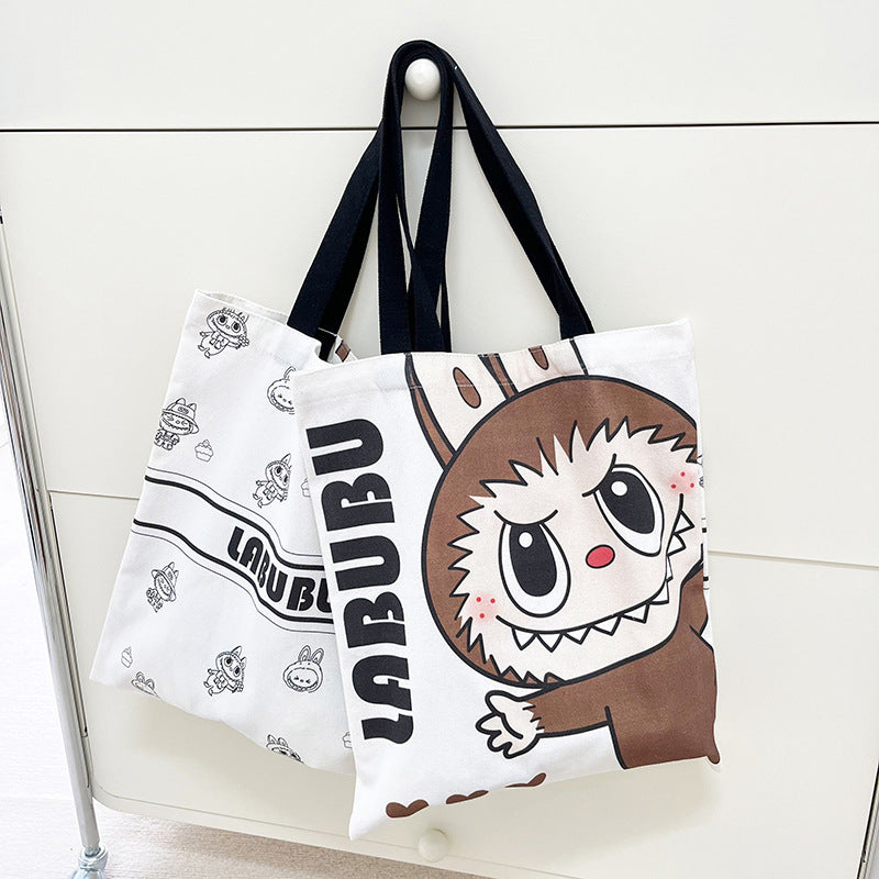 Labubu canvas shoulder bag large capacity tote bag