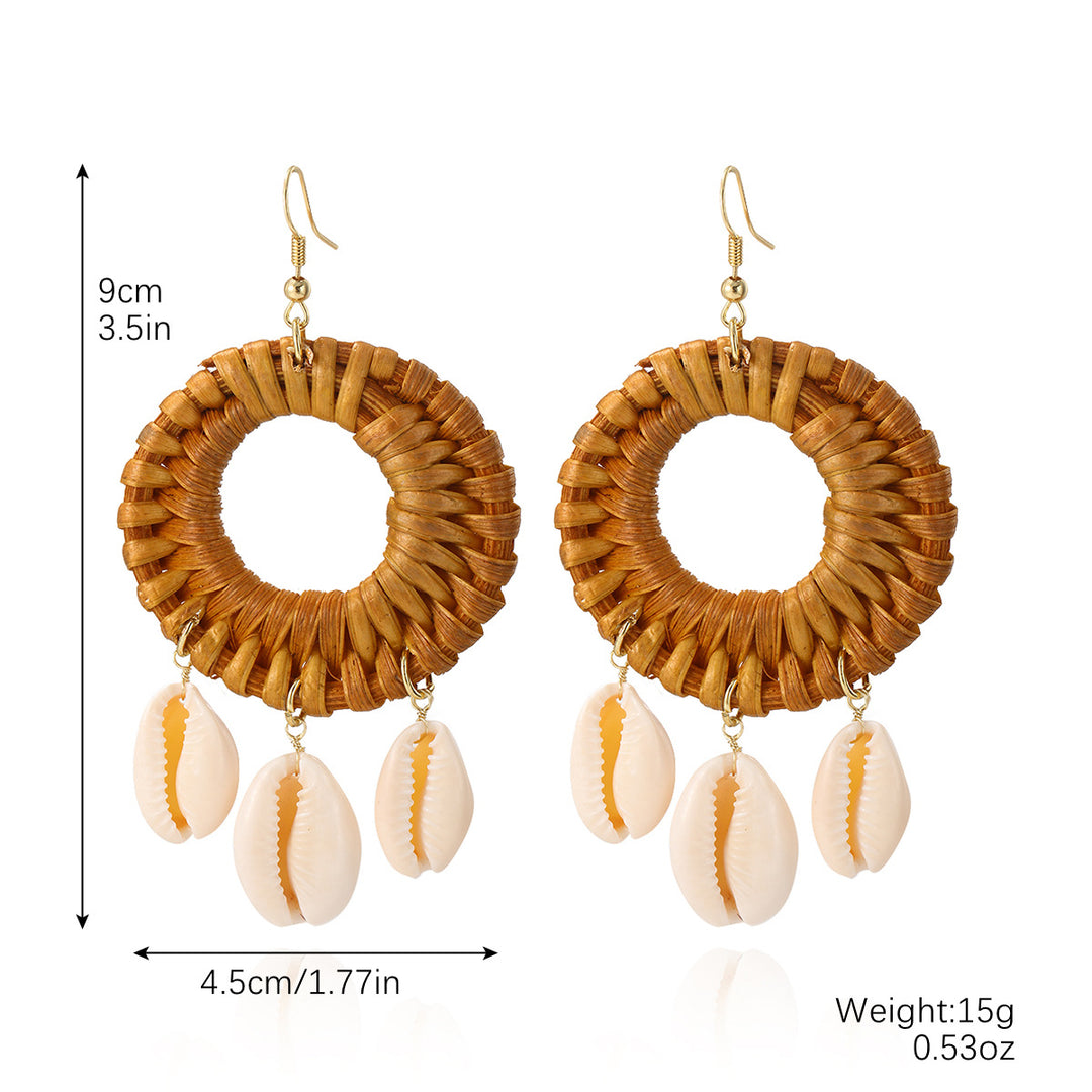 Boho straw earrings for women