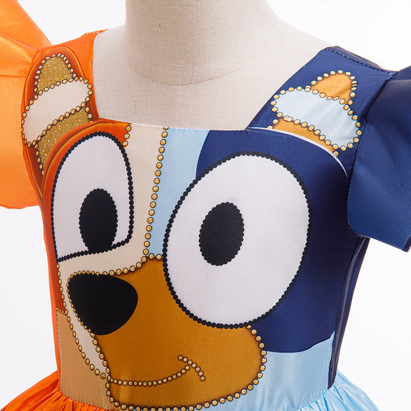 Girls' Bluey Cartoon inspired dress birthday dress