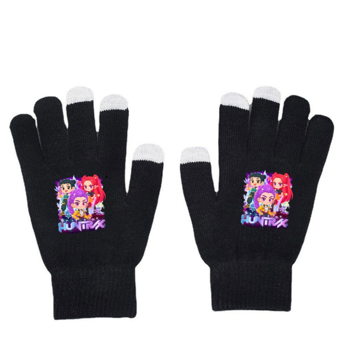 KPOP demon hunters Printed Knitted Touch Screen Gloves