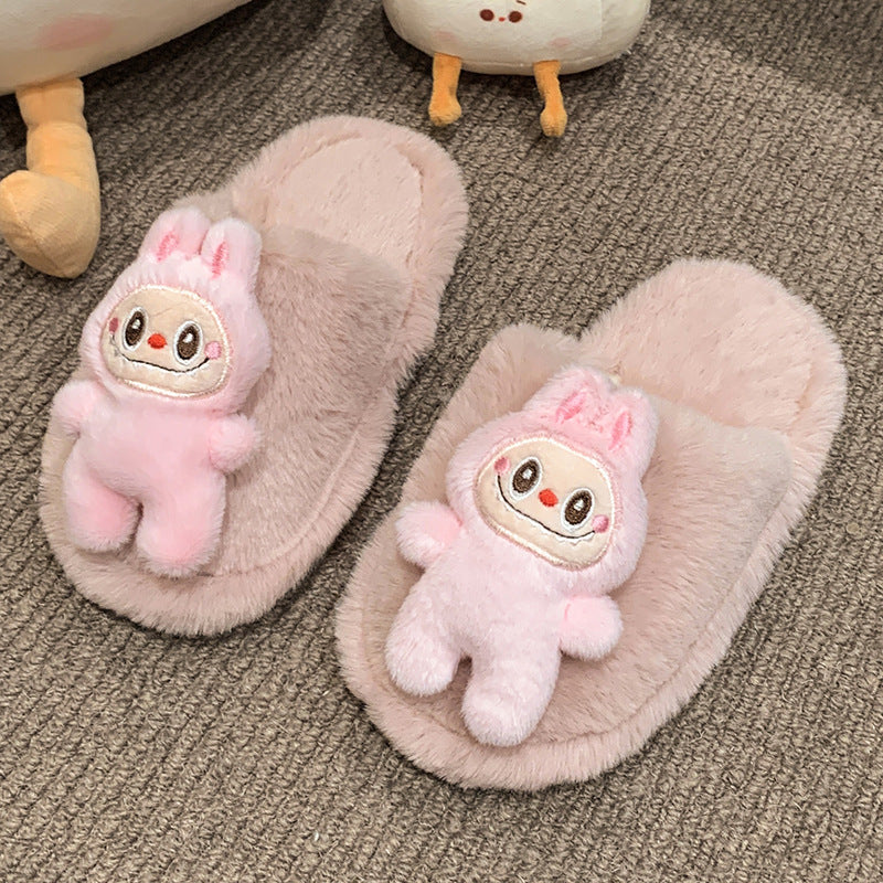 Labubu plush home slippers