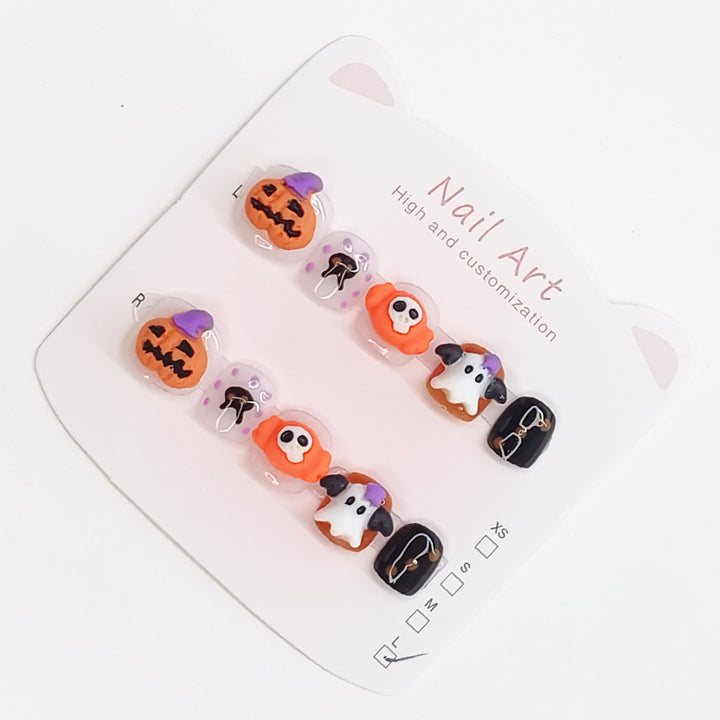 Halloween cute pumpkin ghost press-on nails