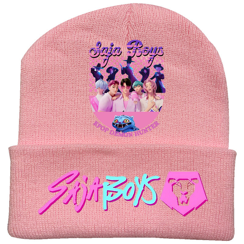 Kpop Demon Hunters knitted beanie hat-pink