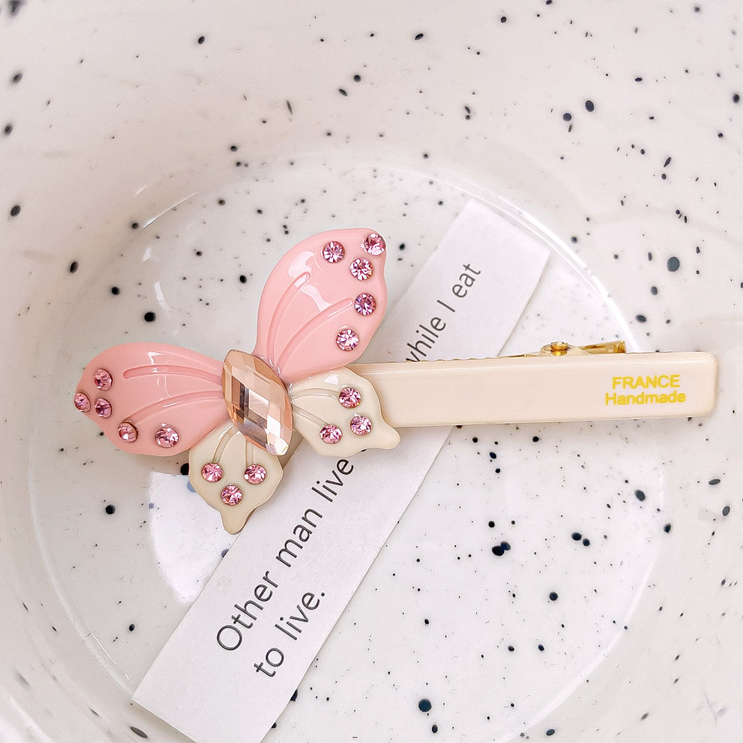 Diamond butterfly duckbill hair clip