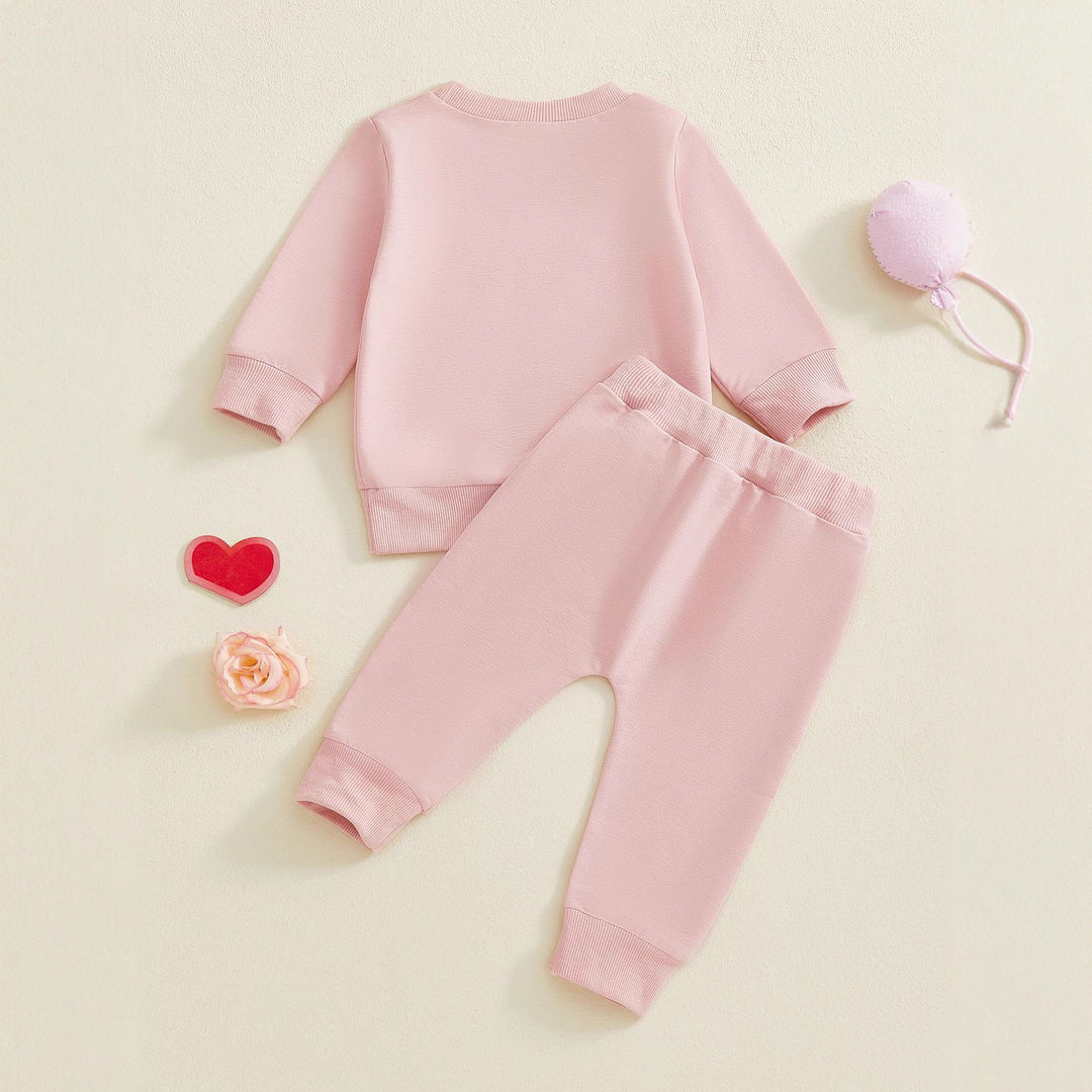 Valentine's xoxo Chenille embroidered sweatshirt pant 2pcs set