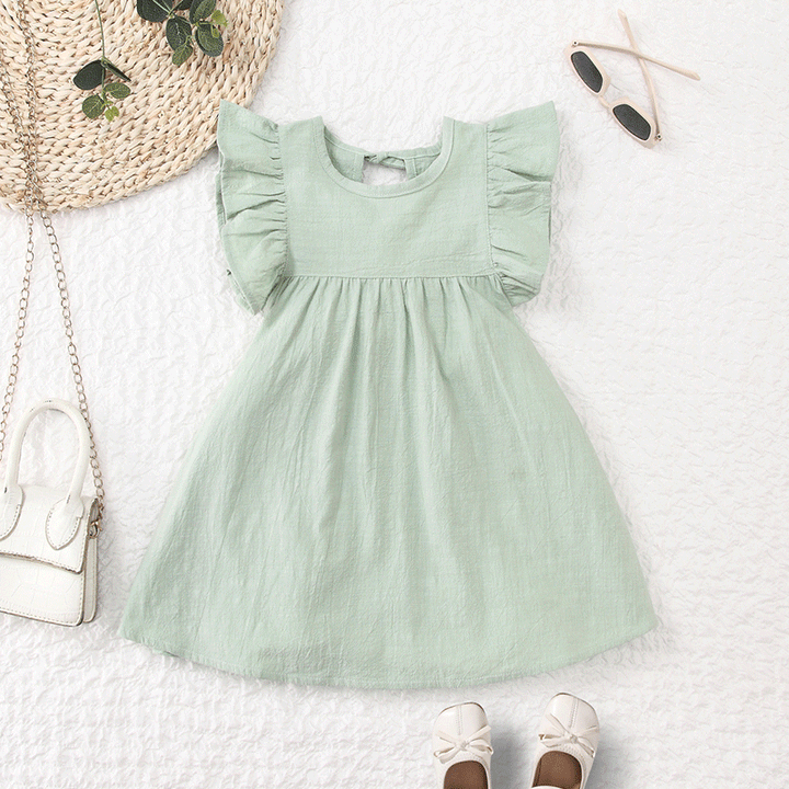 Girls summer flying sleeve cotton dress
