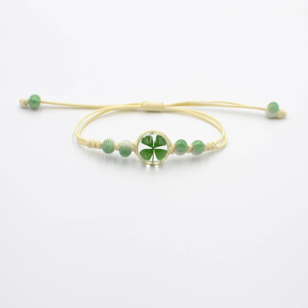 St. Patrick's Day braided beads clover bracelet