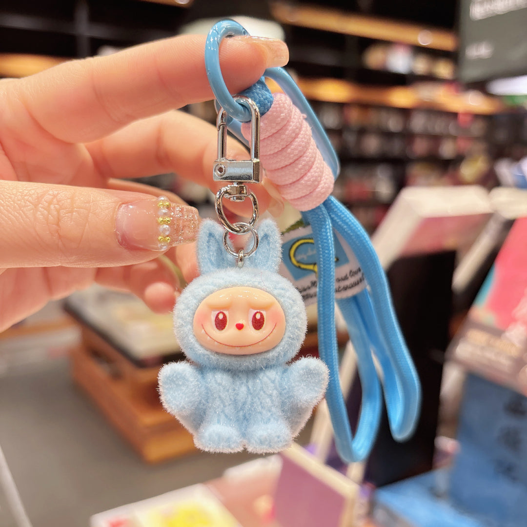 Labubu flocking keychain labubu pendant gift