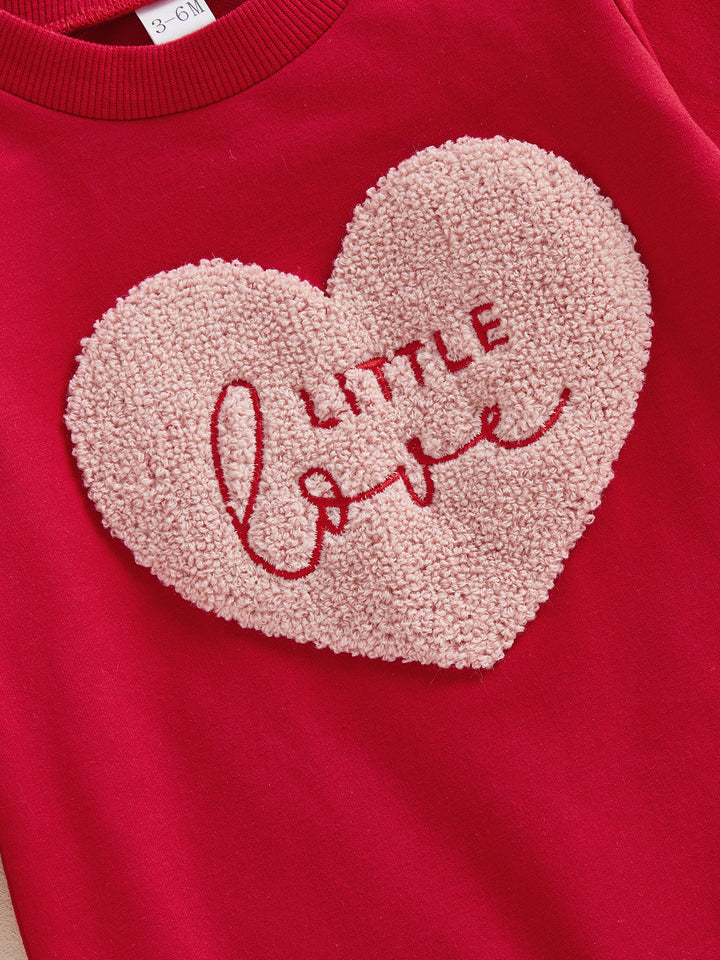 Baby Valentine's Chenille embroidered love heart romper
