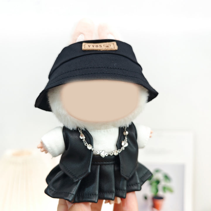 Labubu doll clothes leather vest skirt set