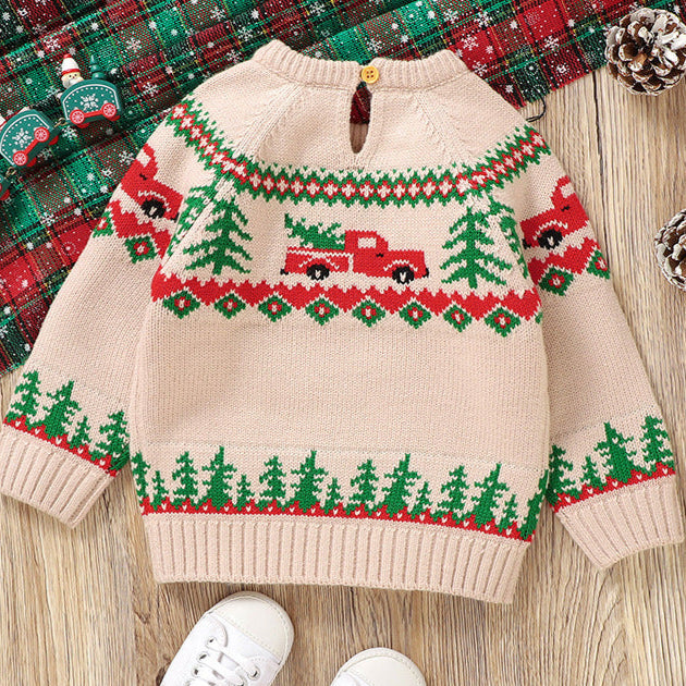 Christmas jacquard warm knitted sweater for kid