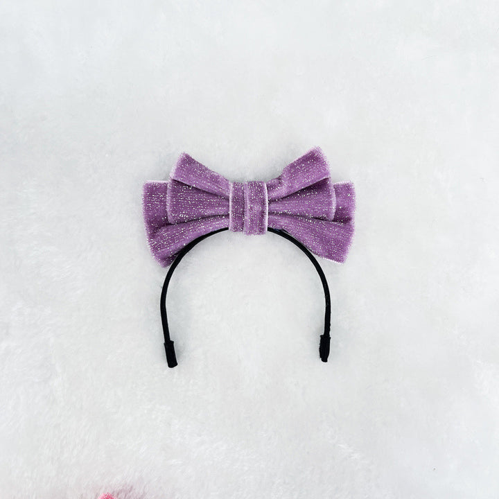 Mini Velvet glitter bow headband for labubu dolls