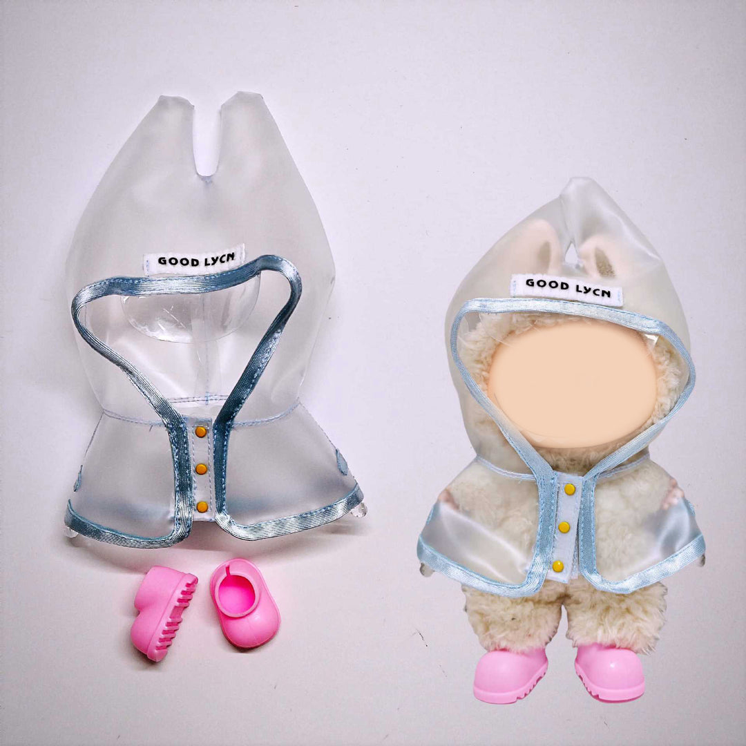 Labubu transparent raincoat&rain boots 2pcs set