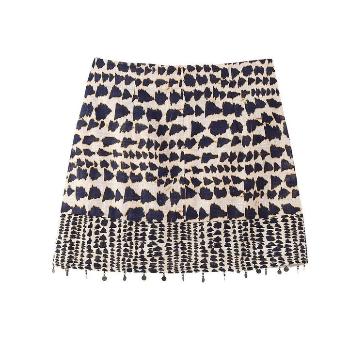 Leopard print double layer cross sexy mini skirt