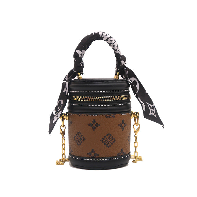 Mini silk scarf deco handbag chain crossbody bag