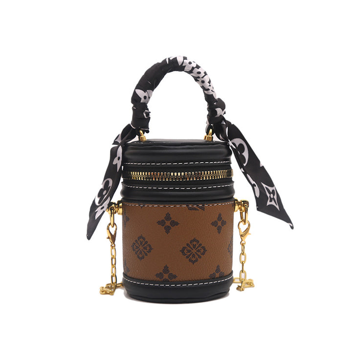 Mini silk scarf deco handbag chain crossbody bag