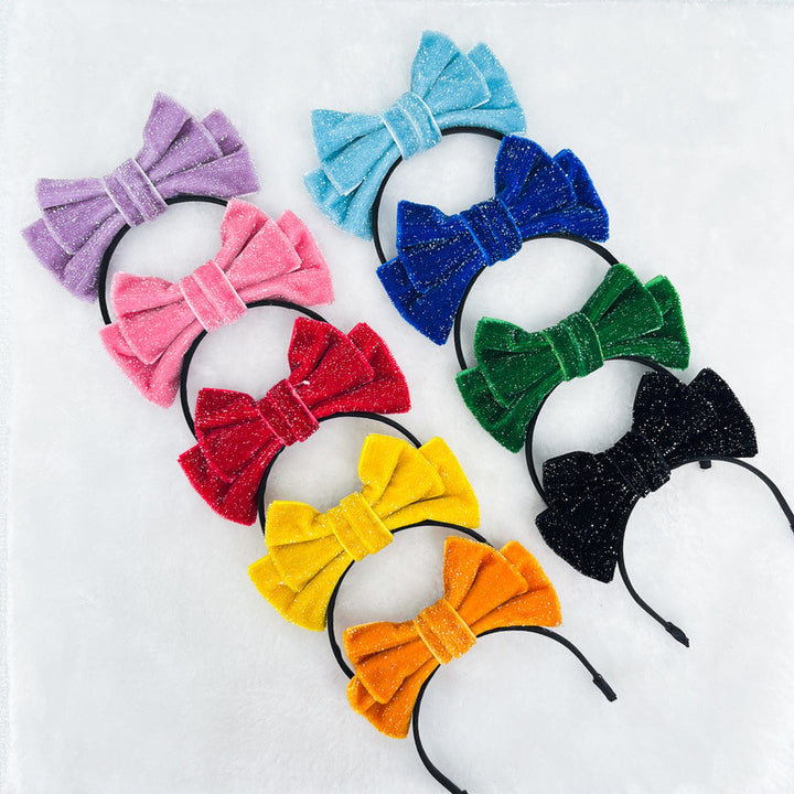Mini Velvet glitter bow headband for labubu dolls