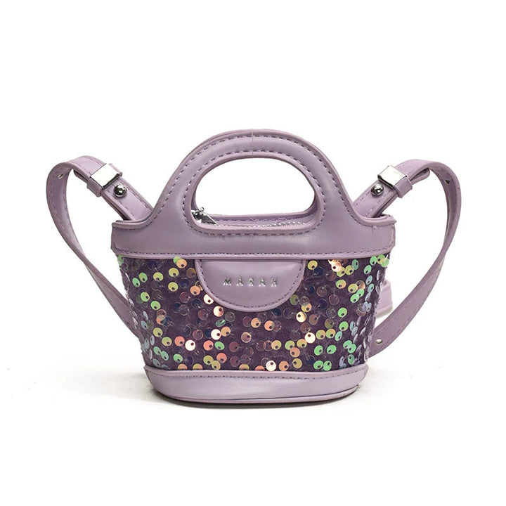 Sequins mini kids basket bag girls crossbody bag