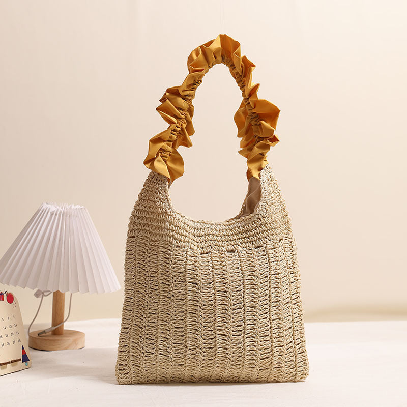 Fungus lace straw bag seaside holiday beach bag