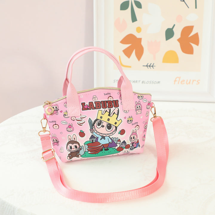Children's Labubu cartoon PU leather handbag