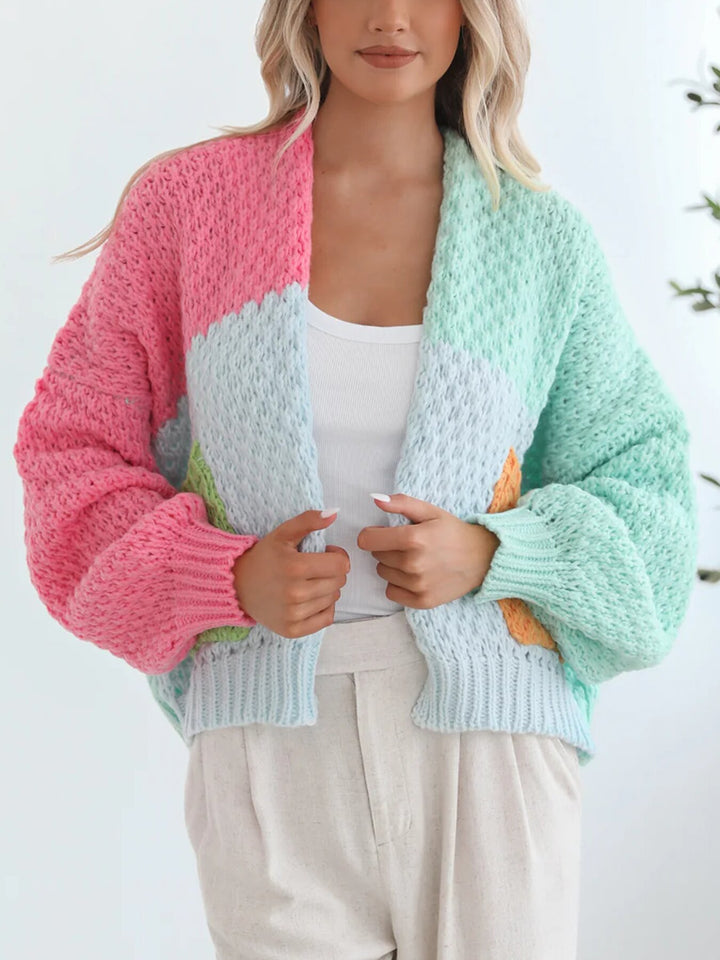 Women's Color Block Loose cozy Knitted Cardigan